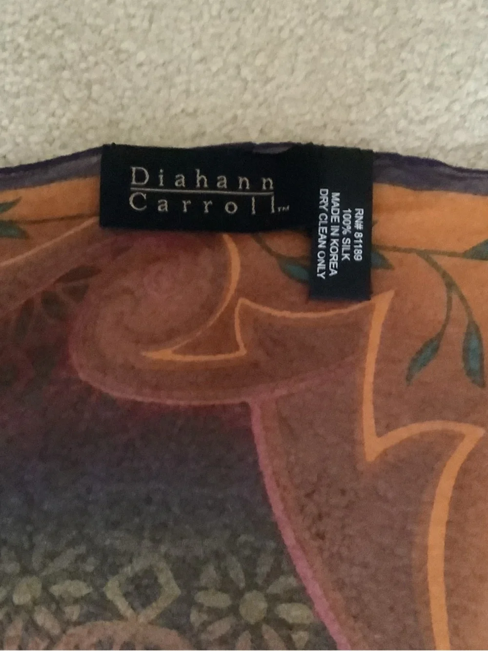 Vintage Diahann Carroll Sheer Multicolor Silk Scarf